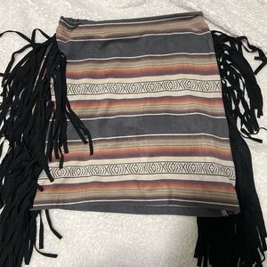 Fashion Express, Skirt, Size M, Multi colored with patterns and black flares,